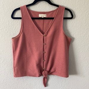 Madewell Pink Button Front Tie Tank - M